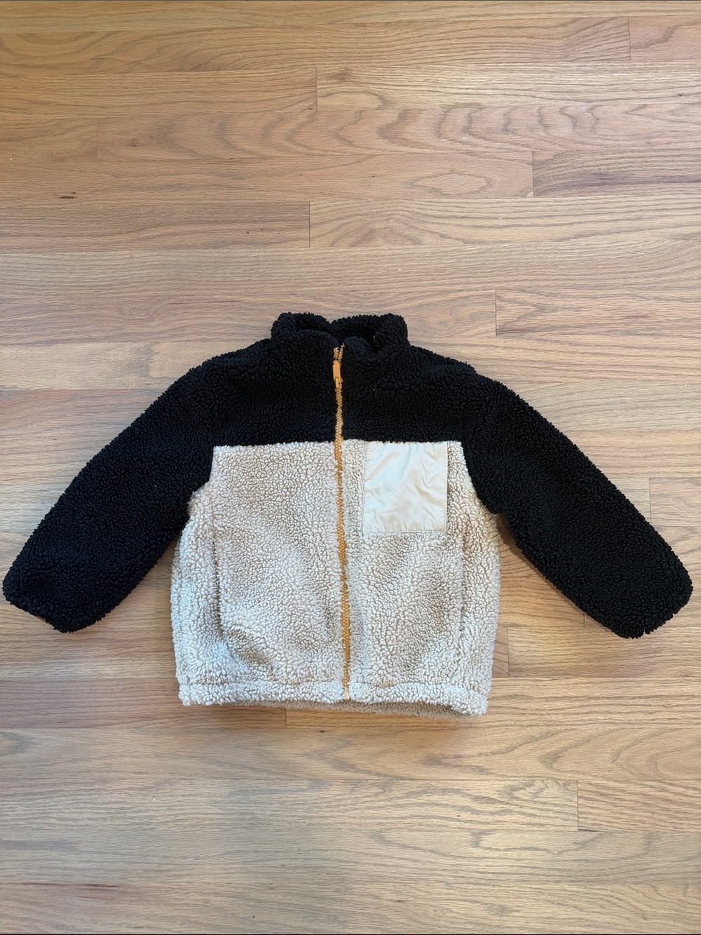 Zara Kids Two-Tone Sherpa Zip Jacket - Black & Cream Boys 3T